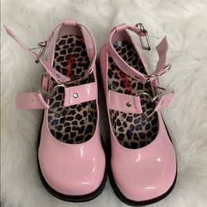 Demonia platform heart-buckle Mary Janes NWOT
